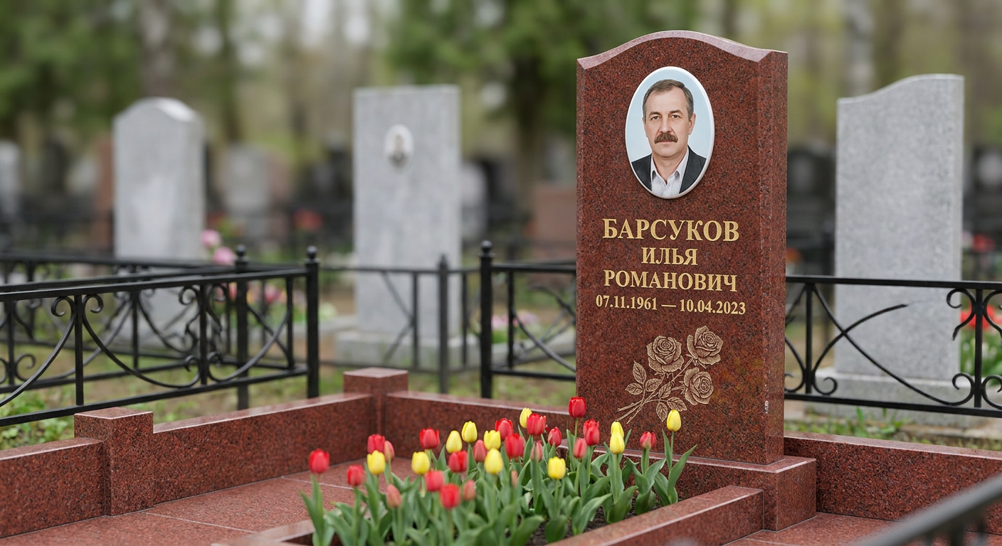 Пример дизайна: Памятник с розой на стеле из лезниковского гранита
