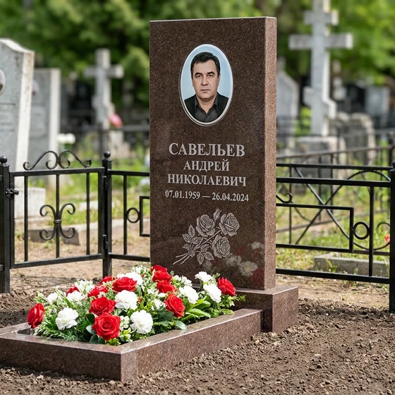 Памятник с розой из дымовского гранита