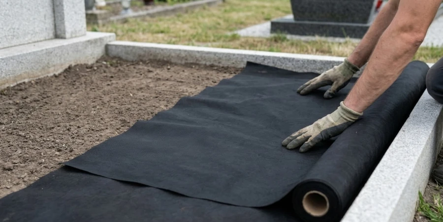 ukladka-geotekstilya-na-mogilu