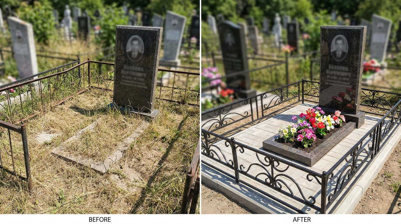 Благоустройство могилы в Краснодаре — пример 1