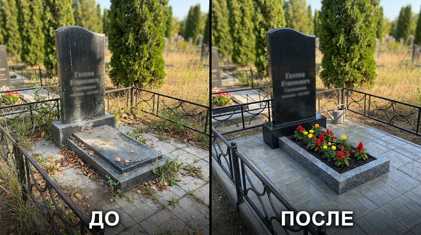 Уборка могилы в Краснодаре — пример 2